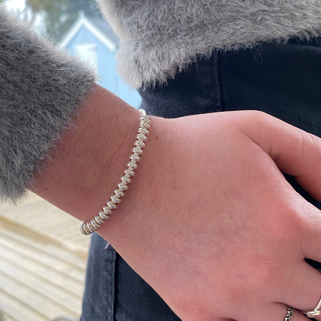 21st birthday sterling silver adjustable corded beaded milestone bracelet