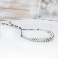 21st birthday sterling silver adjustable corded beaded milestone bracelet