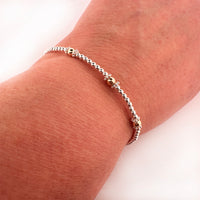 9ct gold 3 bead & sterling silver beaded adjustable bracelet