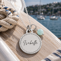 Harbour Necklace | Personalised Name & Gemstone | Sterling Silver Coastal Jewellery