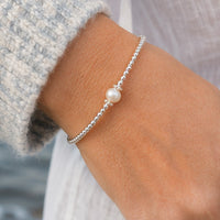 Pearl sterling silver adjustable beaded bracelet | June birthstone | wedding