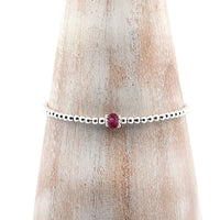 Dainty Pink Tourmaline sterling silver adjustable beaded bracelet | October birthstone