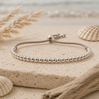 Sterling silver adjustable beaded friendship bracelet