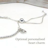 9ct gold 3 bead & sterling silver beaded adjustable bracelet