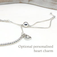 Dainty Pink Tourmaline sterling silver adjustable beaded bracelet | October birthstone