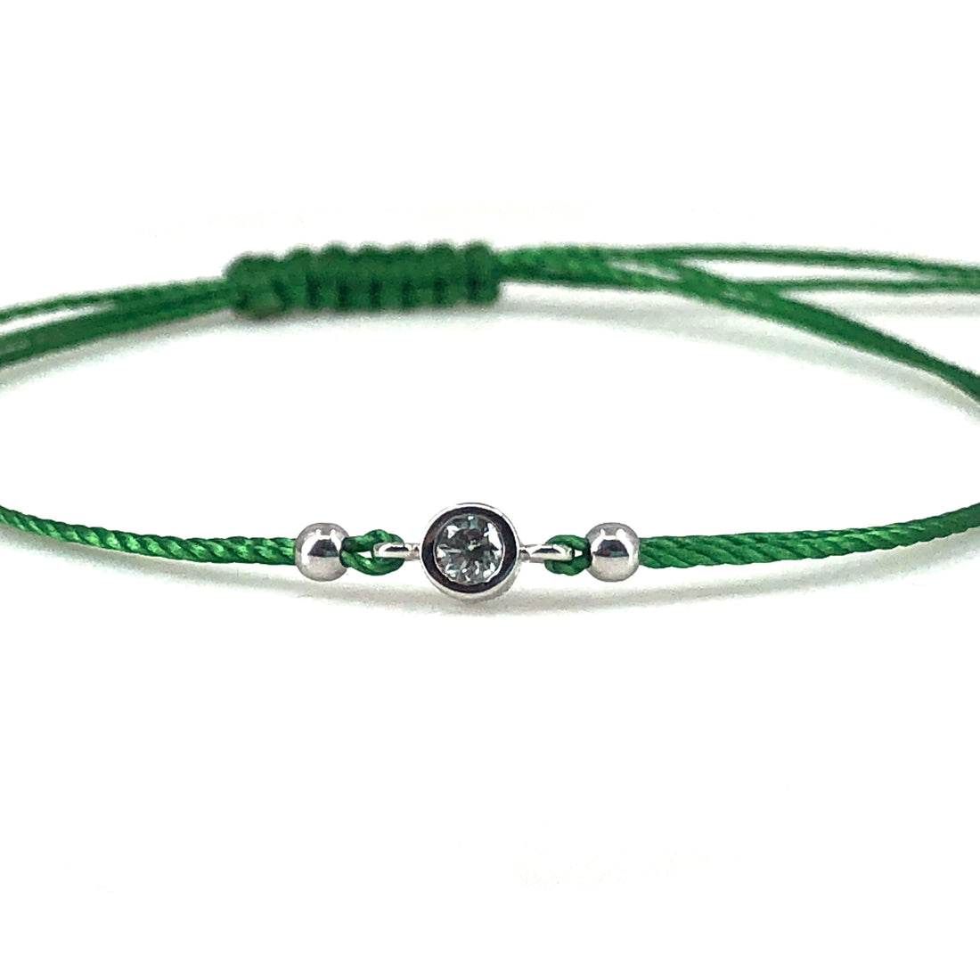 Diamond 14ct white gold adjustable corded friendship bracelet