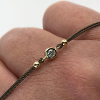 Diamond 14ct gold adjustable corded friendship bracelet