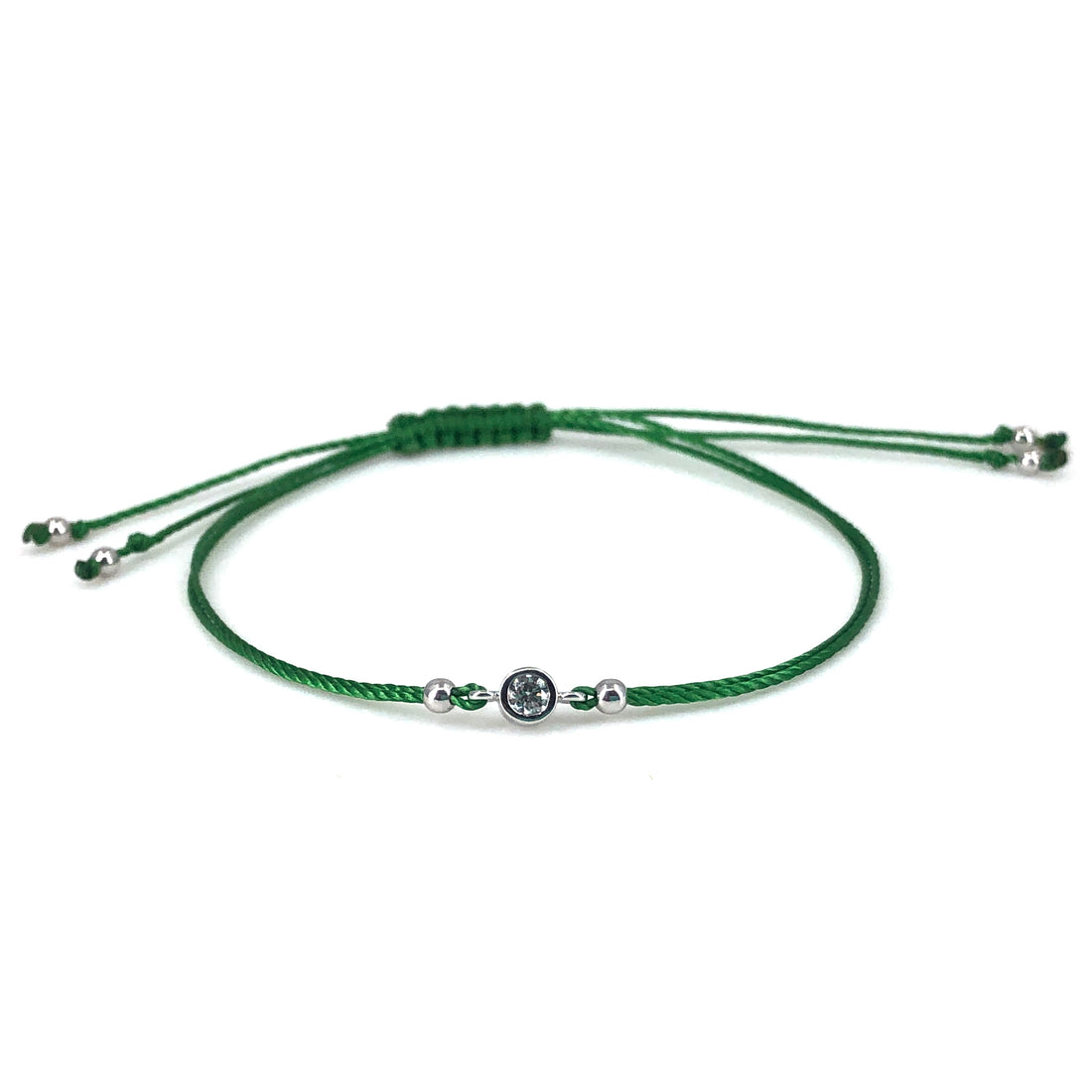 Diamond 14ct white gold adjustable corded friendship bracelet