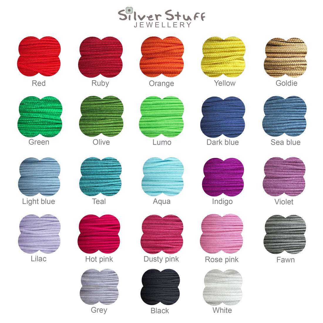 Cord colour choices for 9ct gold adjustable friendship bracelet