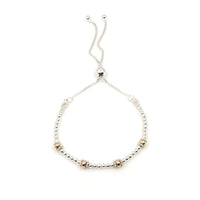 40th Birthday 9ct gold & sterling silver beaded adjustable Milestone bracelet