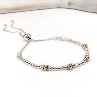 40th Birthday 9ct gold & sterling silver beaded adjustable Milestone bracelet