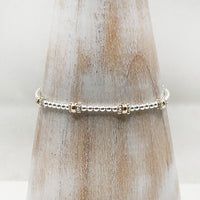 40th Birthday 9ct gold & sterling silver beaded adjustable Milestone bracelet