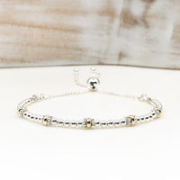 50th Birthday 9ct gold & sterling silver beaded adjustable Milestone bracelet