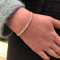 60th Birthday 9ct gold & sterling silver beaded adjustable Milestone bracelet