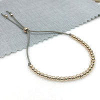 9ct gold beaded adjustable friendship bracelet