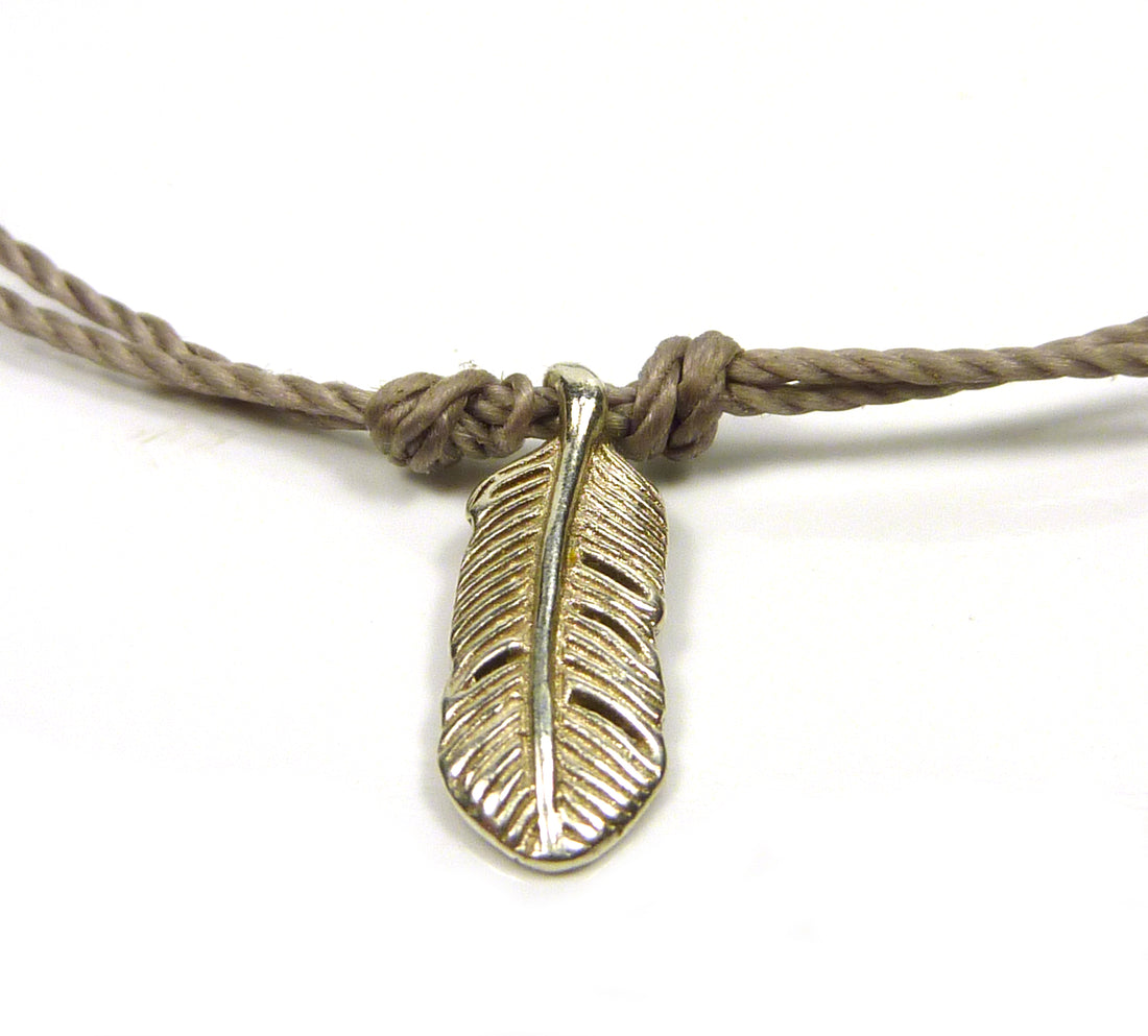 Sterling silver adjustable feather friendship bracelet