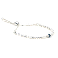 London blue topaz sterling silver adjustable beaded bracelet | November birthstone