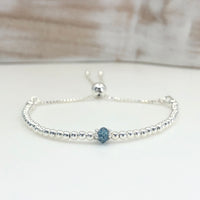 London blue topaz sterling silver adjustable beaded bracelet | November birthstone