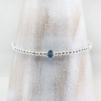London blue topaz sterling silver adjustable beaded bracelet | November birthstone