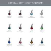 Sterling silver crystal birthstone initial heart charm necklace