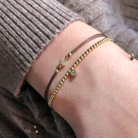 Diamond 14ct gold adjustable corded friendship bracelet