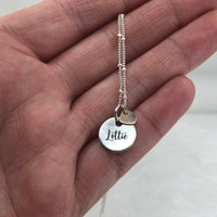 Personalised sterling silver & 9ct solid gold heart necklace