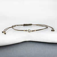 Diamond 14ct gold adjustable corded friendship bracelet