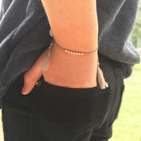9ct Gold silk cord beaded tassel adjustable friendship bracelet