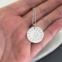 Personalised sterling silver mandala name necklace