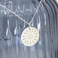 Personalised sterling silver mandala name necklace