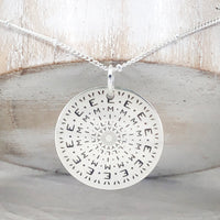 Personalised sterling silver mandala name necklace