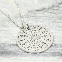 Personalised sterling silver mandala name necklace