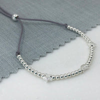 Sterling silver adjustable beaded moon & stars friendship bracelet