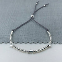 Sterling silver adjustable beaded moon & stars friendship bracelet