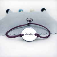 Sterling silver adjustable personalised friendship bracelet