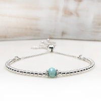 Opal sterling silver adjustable beaded bracelet | October birthstone
