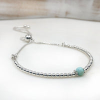 Opal sterling silver adjustable beaded bracelet | October birthstone
