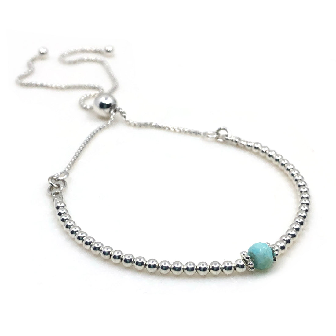 Opal sterling silver adjustable beaded bracelet | October birthstone