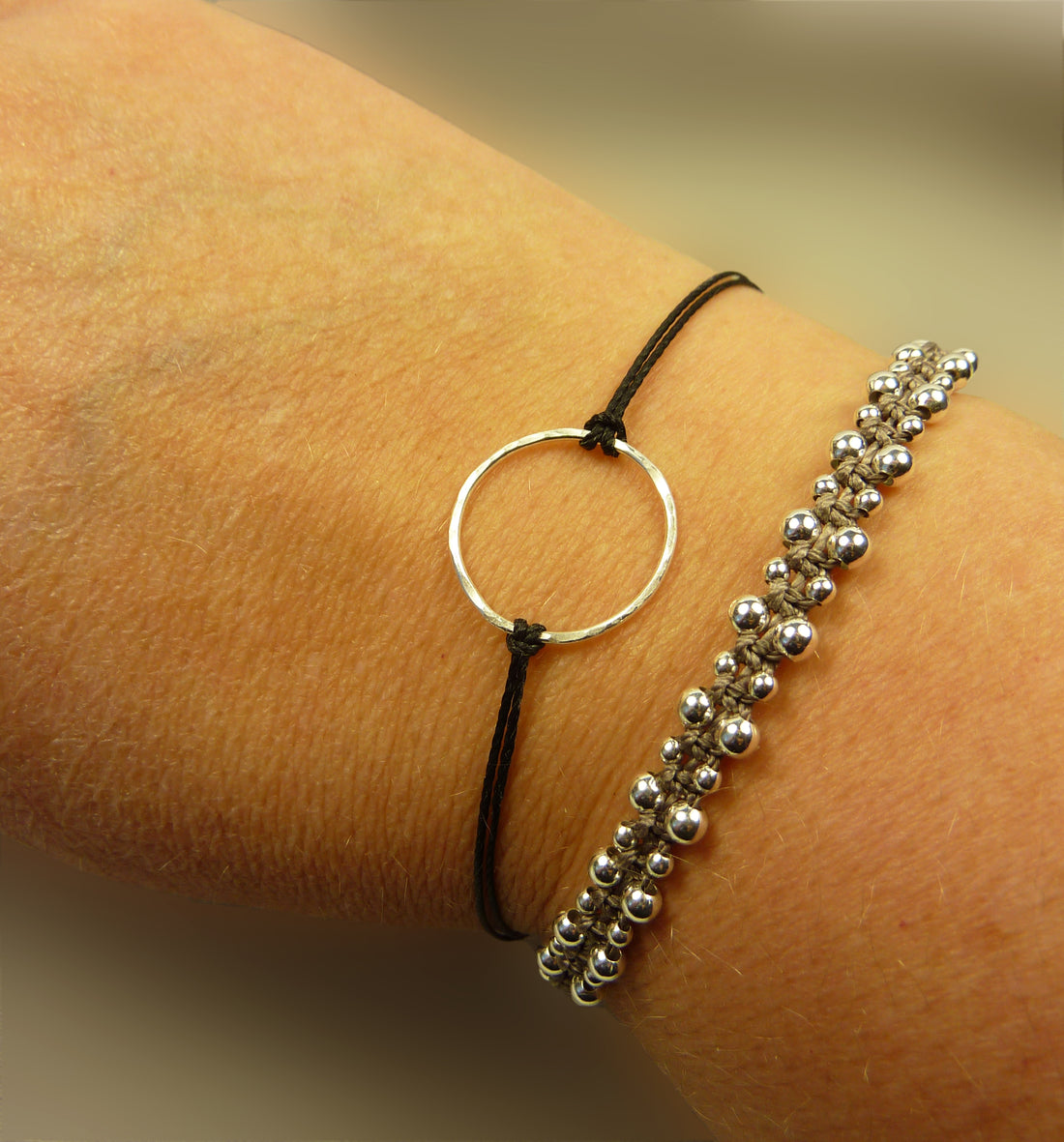 Sterling silver karma ring friendship bracelet