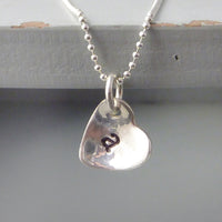 Sterling silver cupped heart initial necklace