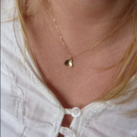 9ct Gold initial cupped heart necklace