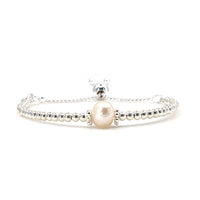 Pearl sterling silver adjustable beaded bracelet | June birthstone | wedding