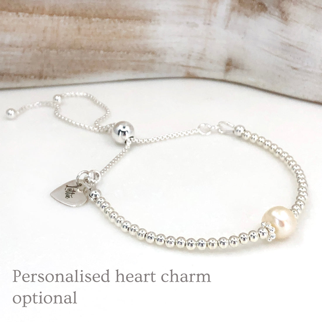 Pearl sterling silver adjustable beaded bracelet | June birthstone | wedding