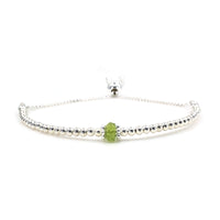 Peridot sterling silver adjustable beaded bracelet | August birthstone