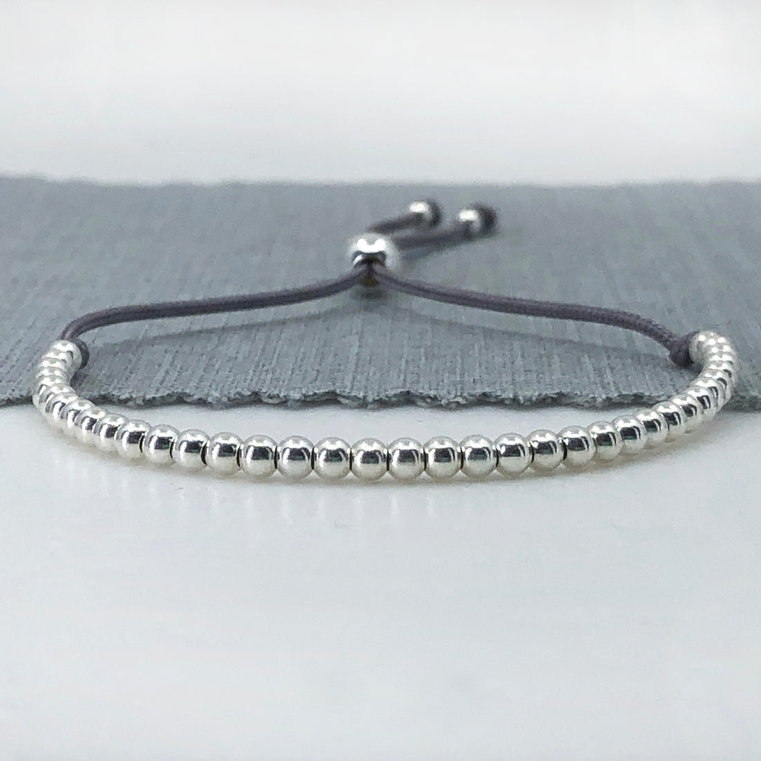 Sterling silver adjustable beaded friendship bracelet