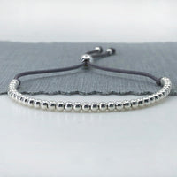 Sterling silver adjustable beaded friendship bracelet