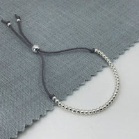 Sterling silver adjustable beaded friendship bracelet