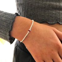 Ruby sterling silver adjustable beaded bracelet | July birthstone