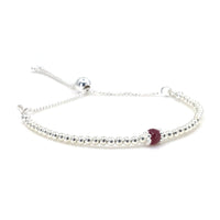 Ruby sterling silver adjustable beaded bracelet | July birthstone
