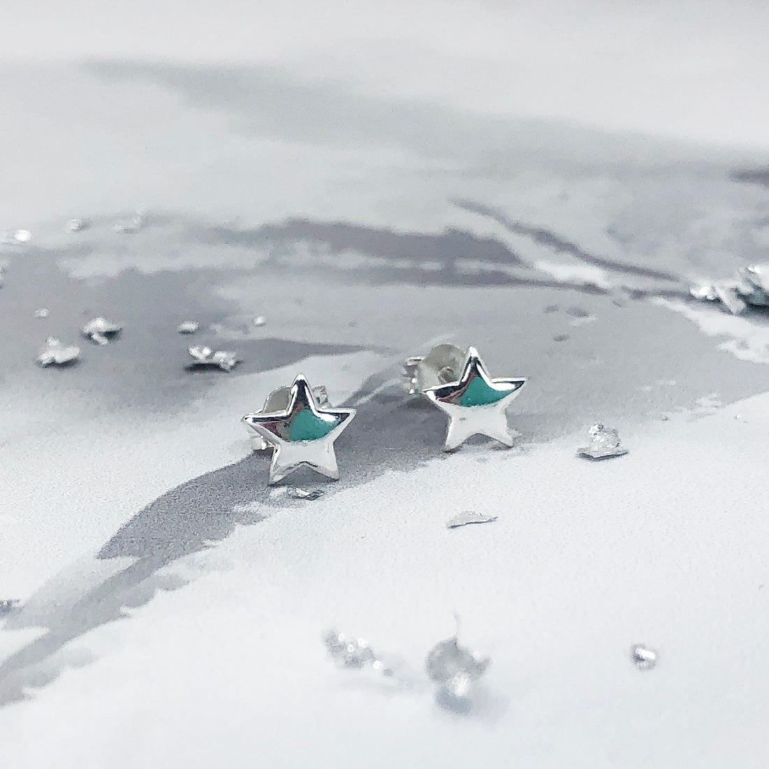 Sterling silver star earrings in a personalised keepsake box